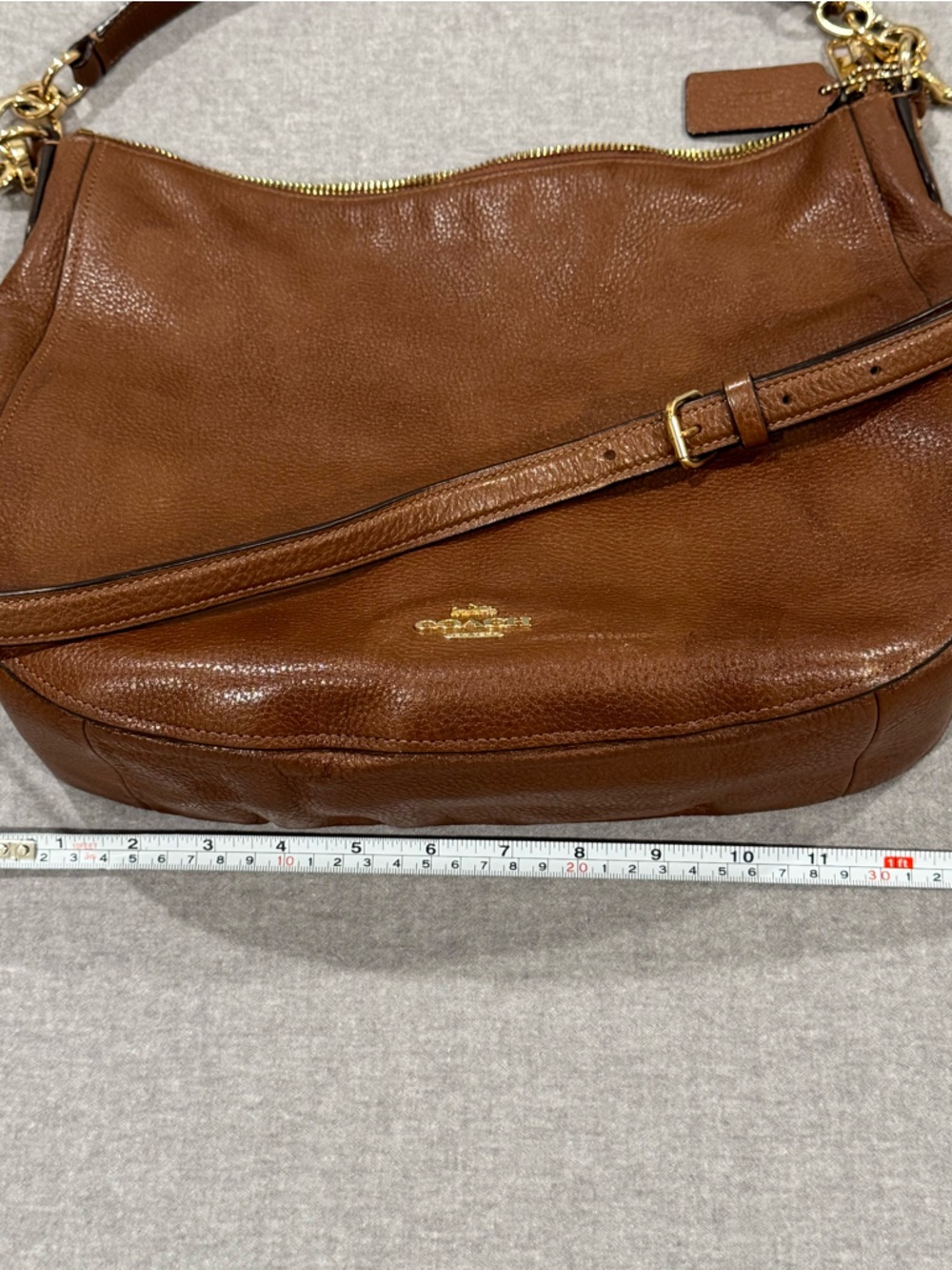Coach Elle Brown Pebble Leather Hobo Bag - Picture 3 of 16
